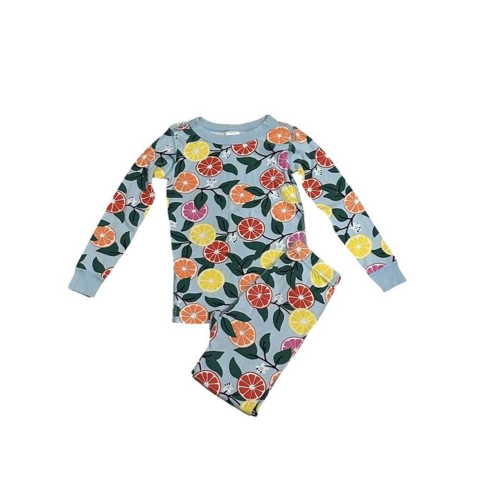 Hanna Andersson Long John Pajama Set Sweet Citrus Organic Cotton Size 110 (5)